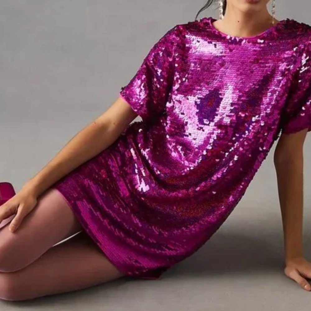 Anthropologie Verb by Pallavi Singhee Sequin Shift Dress Pink - Medium